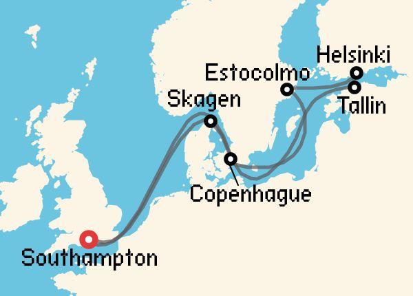 Itinerario del Crucero Báltico y Norte de Europa desde Southampton Celebrity Cruises