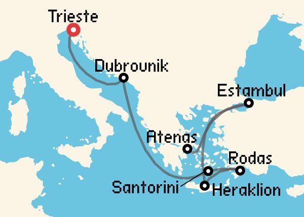 Itinerario del Crucero Islas Griegas desde Trieste Princess Cruises
